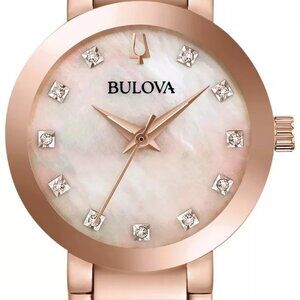 Bulova Women's Quartz Diamond Accent Rose Gold Watch